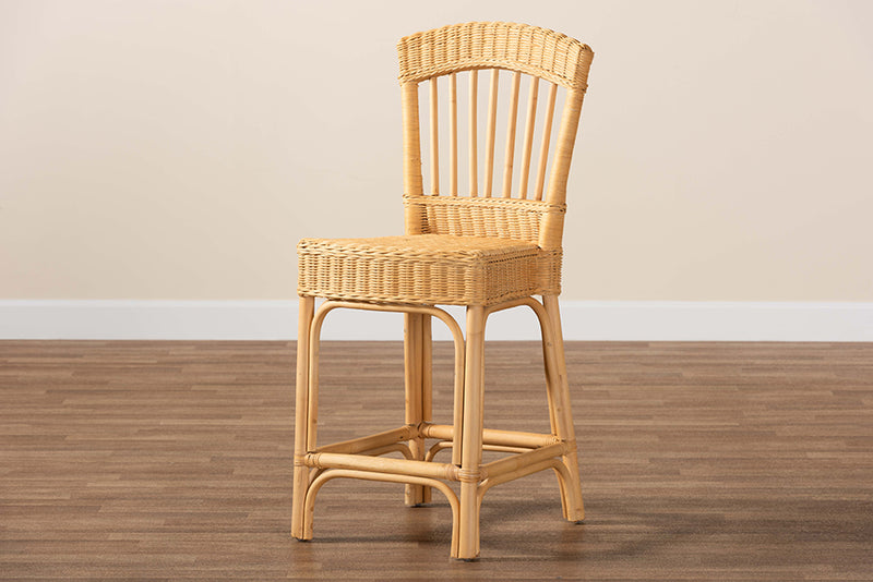 Kalien Modern Bohemian Natural Rattan Counter Stool