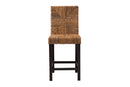 Arnold Dark Brown Mahogany Wood and Seagrass Counter Stool Baxton