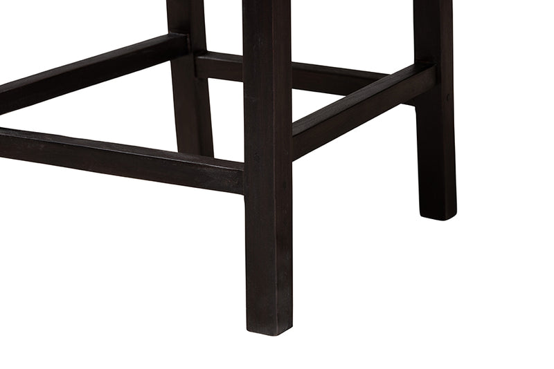 Arnold Modern Bohemian Dark Brown Mahogany Wood and Seagrass Counter Stool