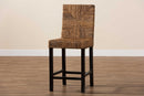 Arnold Dark Brown Mahogany Wood and Seagrass Counter Stool Baxton