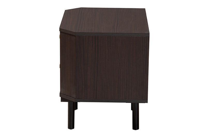 Regina Modern Transitional Two-Tone Black and Espresso Brown Finished Wood 2-Drawer End Table