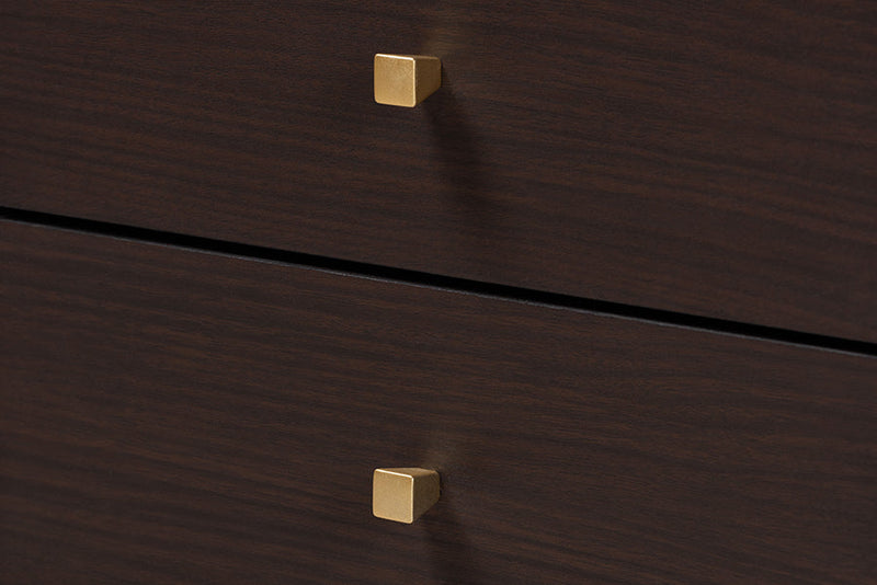 Regina Two-Tone Black and Espresso Brown 2-Drawer End Table Baxton