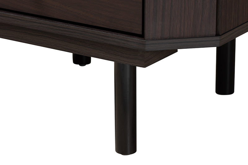 Regina Modern Transitional Two-Tone Black and Espresso Brown Finished Wood 2-Drawer End Table