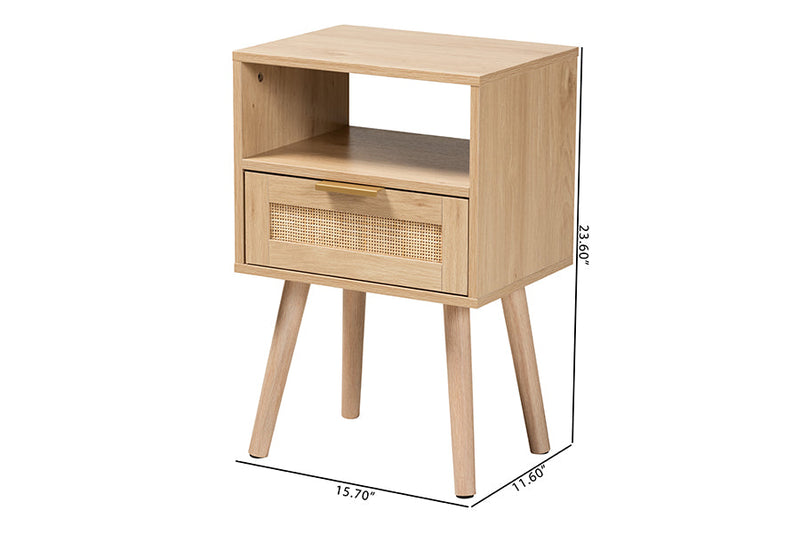 Terrian Light Brown 1-Drawer End Table Baxton