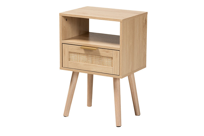 Terrian Light Brown 1-Drawer End Table Baxton