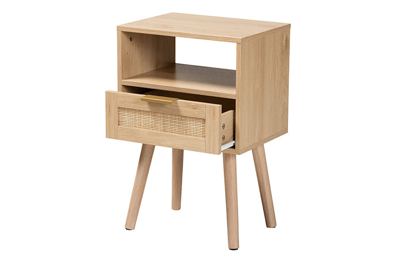 Terrian Light Brown 1-Drawer End Table Baxton