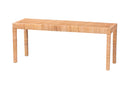 Enzo Natural Rattan and Mahogany Wood Long Accent Bench Baxton