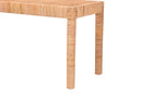 Enzo Natural Rattan and Mahogany Wood Long Accent Bench Baxton