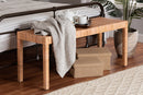 Enzo Natural Rattan and Mahogany Wood Long Accent Bench Baxton