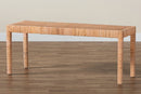 Enzo Natural Rattan and Mahogany Wood Long Accent Bench Baxton
