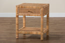 Alina Natural Rattan and Mahogany Wood 1-Drawer Nightstand Baxton