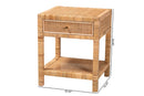 Alina Natural Rattan and Mahogany Wood 1-Drawer Nightstand Baxton