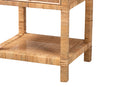 Alina Natural Rattan and Mahogany Wood 1-Drawer Nightstand Baxton