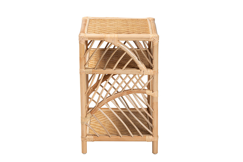 Abel Modern Bohemian Natural Brown Rattan Nightstand