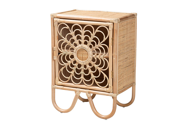 Petra Natural Brown Rattan Nightstand Baxton