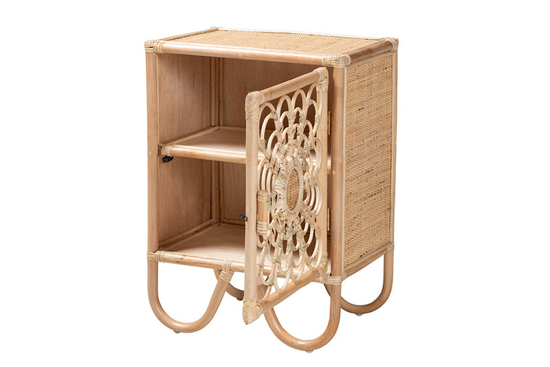 Petra Natural Brown Rattan Nightstand Baxton