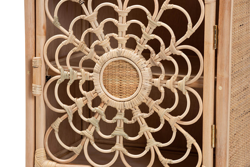 Petra Natural Brown Rattan Nightstand Baxton