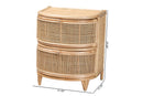 Embla Natural Brown Rattan 2-Drawer Nightstand Baxton