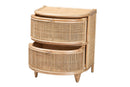 Embla Natural Brown Rattan 2-Drawer Nightstand Baxton