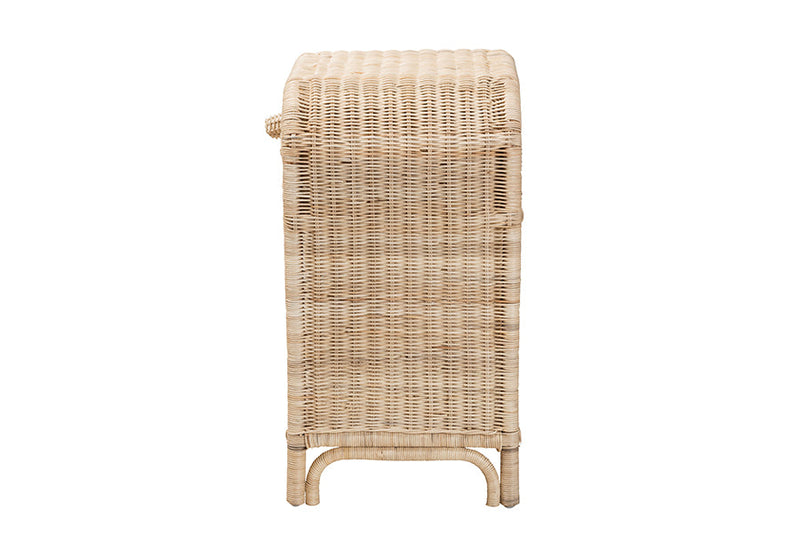 Calypso Natural Brown Rattan 1-Drawer Nightstand Baxton