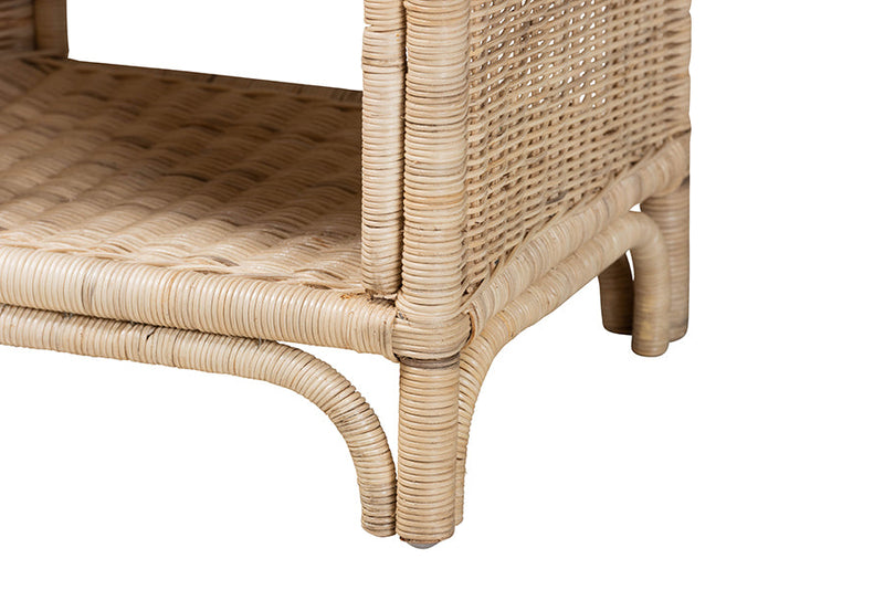 Calypso Natural Brown Rattan 1-Drawer Nightstand Baxton