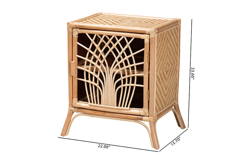 Rasima Natural Brown Rattan Nightstand Baxton