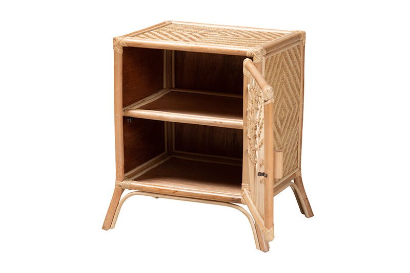 Rasima Natural Brown Rattan Nightstand Baxton