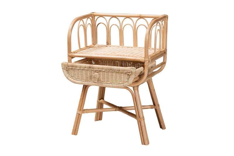 Caron Natural Brown Rattan Nightstand Baxton