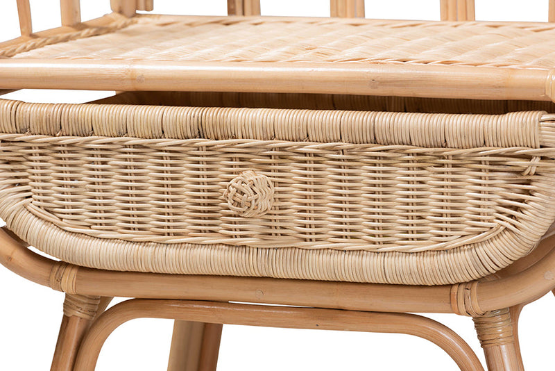 Caron Natural Brown Rattan Nightstand Baxton
