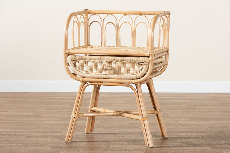Caron Natural Brown Rattan Nightstand Baxton
