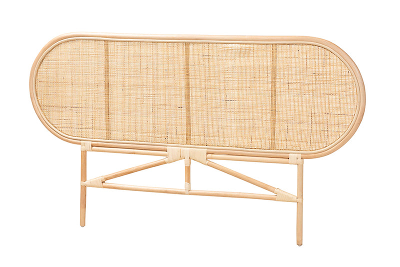 Morgan Modern Bohemian Natural Brown Rattan Queen Size Standalone Headboard