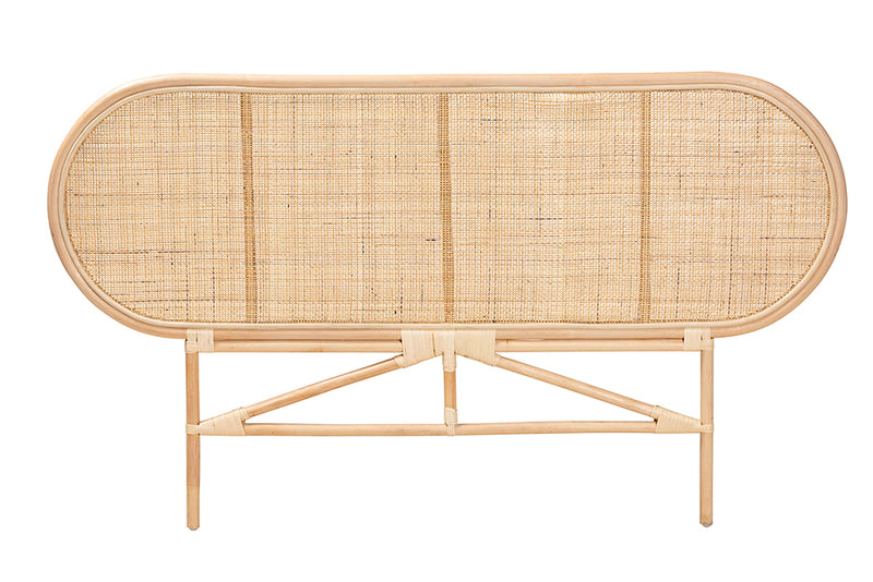 Morgan Modern Bohemian Natural Brown Rattan Queen Size Standalone Headboard