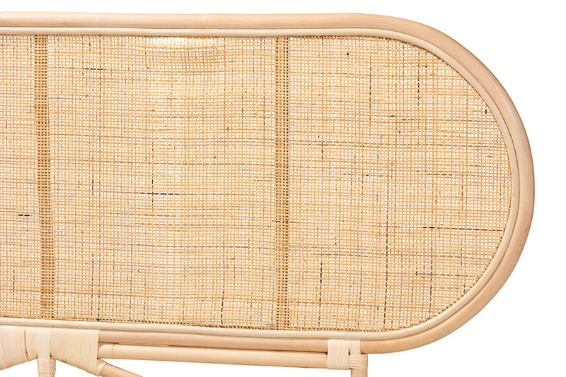 Morgan Modern Bohemian Natural Brown Rattan Queen Size Standalone Headboard