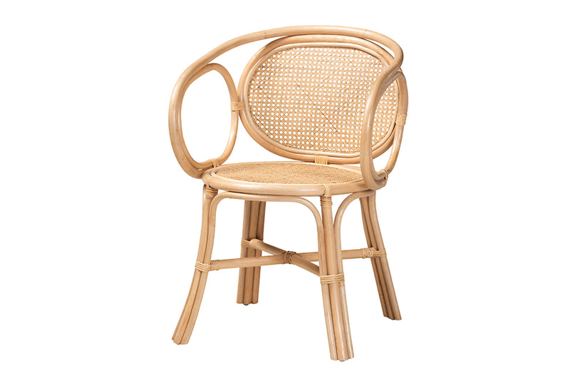 Nadeen Modern Bohemian Natural Brown Rattan Dining Chair