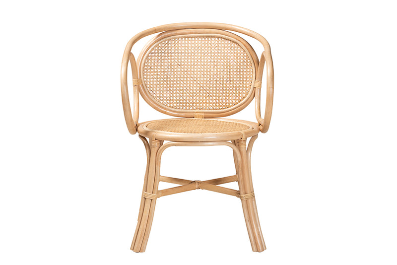 Nadeen Modern Bohemian Natural Brown Rattan Dining Chair