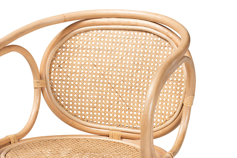 Nadeen Modern Bohemian Natural Brown Rattan Dining Chair