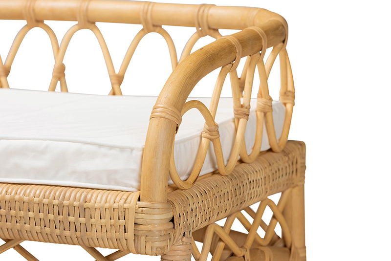 Greyson Modern Bohemian Natural Brown Rattan Bench