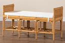 Nicolette Natural Brown Rattan Bench Baxton