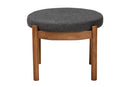 Geneva Japandi Dark Gray Fabric and Walnut Brown Ottoman Footstool Baxton