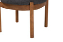 Geneva Japandi Dark Gray Fabric and Walnut Brown Ottoman Footstool Baxton