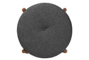 Geneva Japandi Dark Gray Fabric and Walnut Brown Ottoman Footstool Baxton