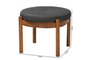 Geneva Japandi Dark Gray Fabric and Walnut Brown Ottoman Footstool Baxton