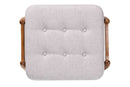 Clarke Japandi Greyish Beige Fabric and Walnut Brown Ottoman Footstool Baxton