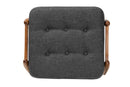 Clarke Japandi Dark Gray Fabric and Walnut Brown Ottoman Footstool Baxton