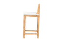 Bryn Natural Brown Rattan and Mahogany Wood Bar Stool Baxton
