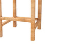 Bryn Natural Brown Rattan and Mahogany Wood Bar Stool Baxton