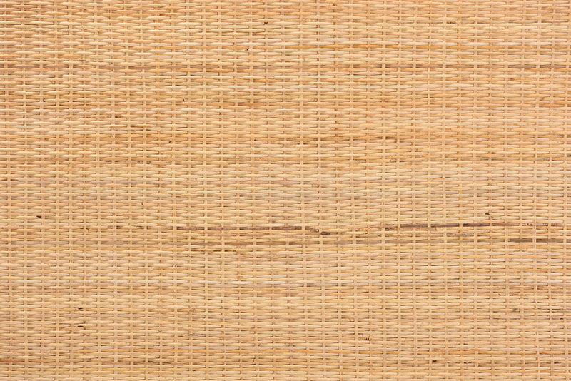 Calisto Natural Brown Rattan and Mahogany Wood Queen Size Headboard Baxton