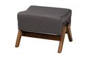 Vino Dark Gray Fabric and Walnut Brown Ottoman Baxton