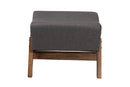 Vino Dark Gray Fabric and Walnut Brown Ottoman Baxton