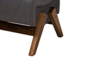 Vino Dark Gray Fabric and Walnut Brown Ottoman Baxton